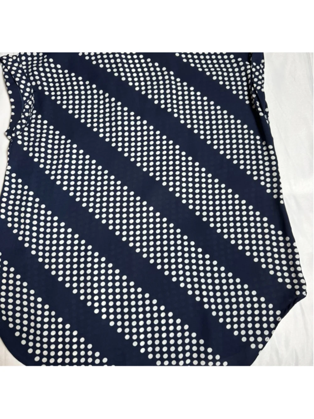 Women's 7th Avenue Design Studio Navy & White Polka Dot Blouse XS